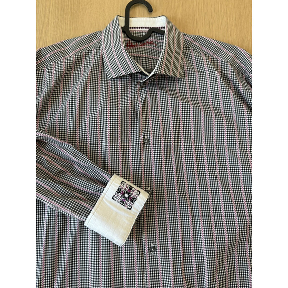Robert Graham Long Sleeve Black Multi Color Striped Shirt Sz XL/ XXL 2257 - Picture 1 of 10